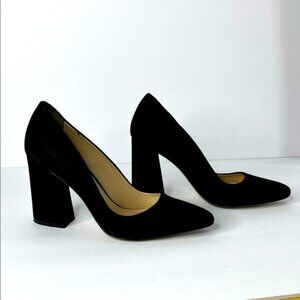 Vince Camuto Black Suede Block Heel Pumps Sz 6.5